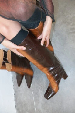 Miista Finola Brown Tall Boots -Shoes Promotion Shop EC miista finola brown tall boots 03