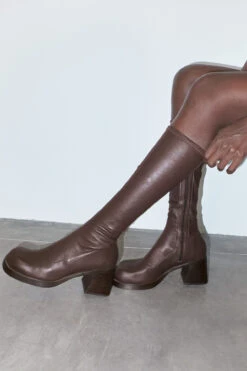 Miista Hedy Brown Boots -Shoes Promotion Shop EC miista hedy brown stretch tall boots 03