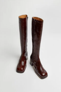 Miista Donna Crinkle Brown Tall Boots -Shoes Promotion Shop Miista donna crinkle brown tall boots 04